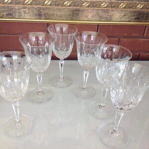 6 Vintage Crystal Tiffin Franciscan Elyse Stem- Cut Crystal